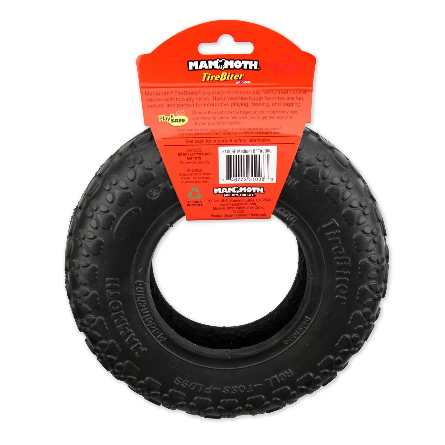 Tirebiter Original Rubber Dog Toy, Medium, 8"