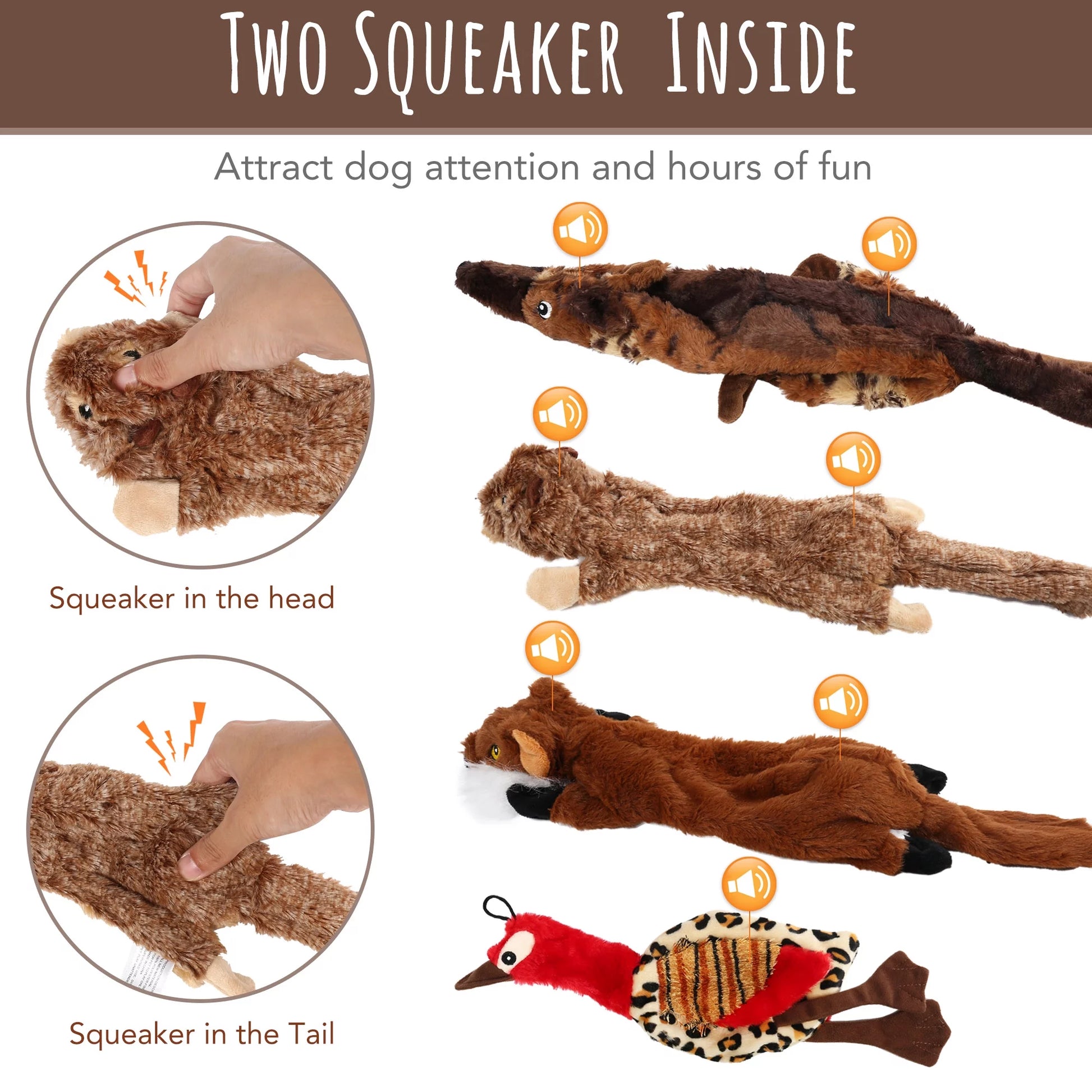 5 Dog Squeaky Toys for Small Dog, No Stuffing