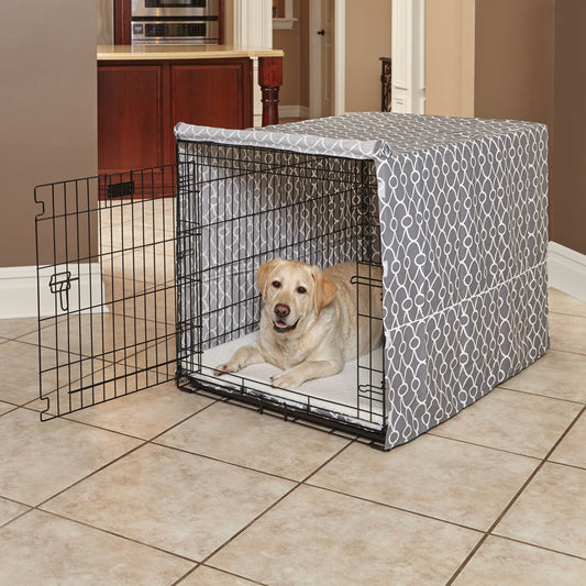 Midwest Dog Crate Cover, Gray Geometric Pattern, 42"