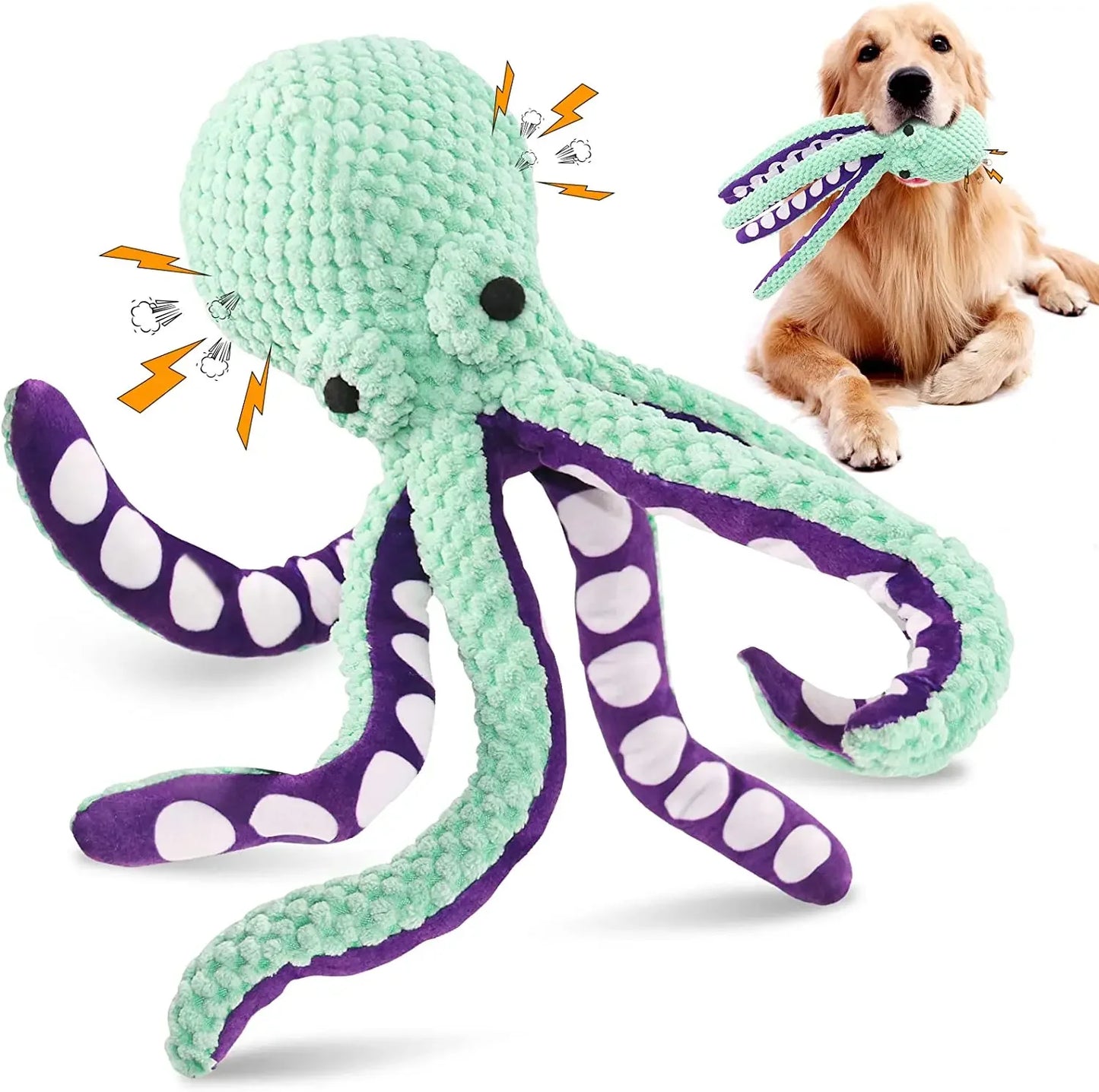 Octopus Stuffed Squeaky Dog Toy Durable Plush Octopus Puppy Chew Interactive Large Dog Toys Cute and Interesting Pet Supplies