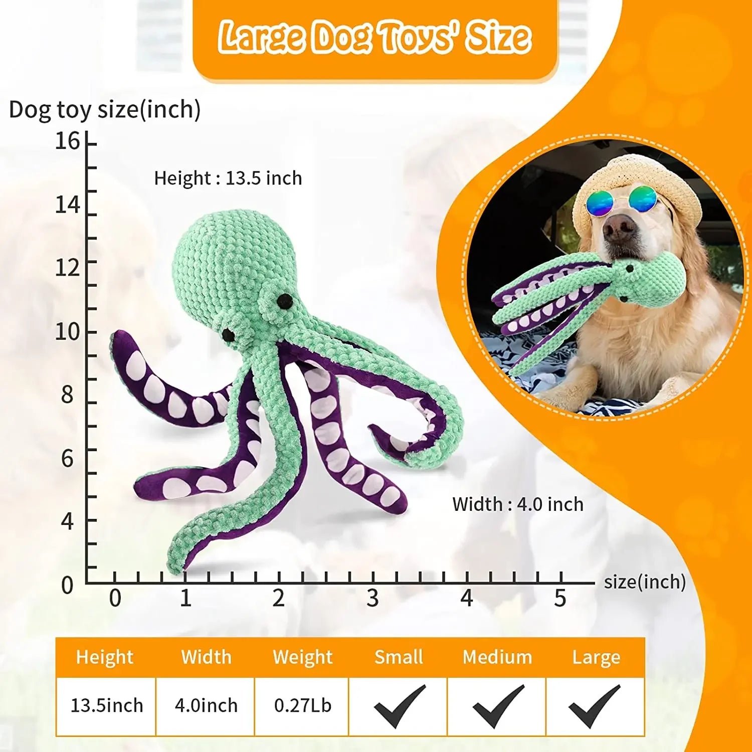 Octopus Stuffed Squeaky Dog Toy Durable Plush Octopus Puppy Chew Interactive Large Dog Toys Cute and Interesting Pet Supplies