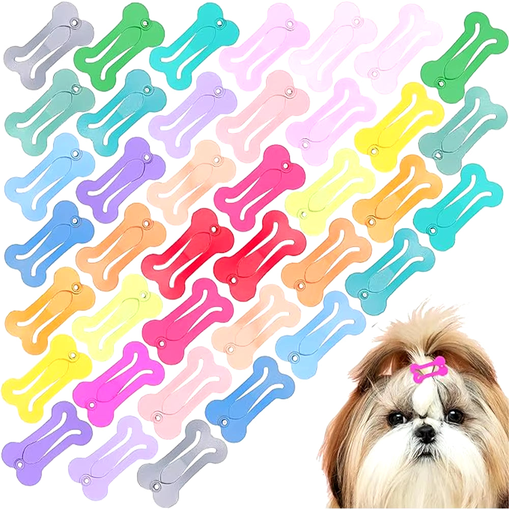 10PCS Colorful Bone Shape Hairpin Cute Dog Hair Clips Small Dogs Hairclips Pet Dog Grooming Accessories Pet Supplies