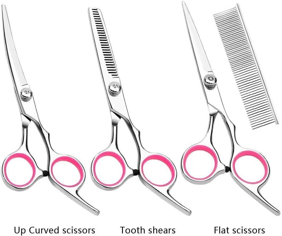 Pet Dog Grooming Scissors Stainless Straight Curved Thinning Shears Trimmer Kits